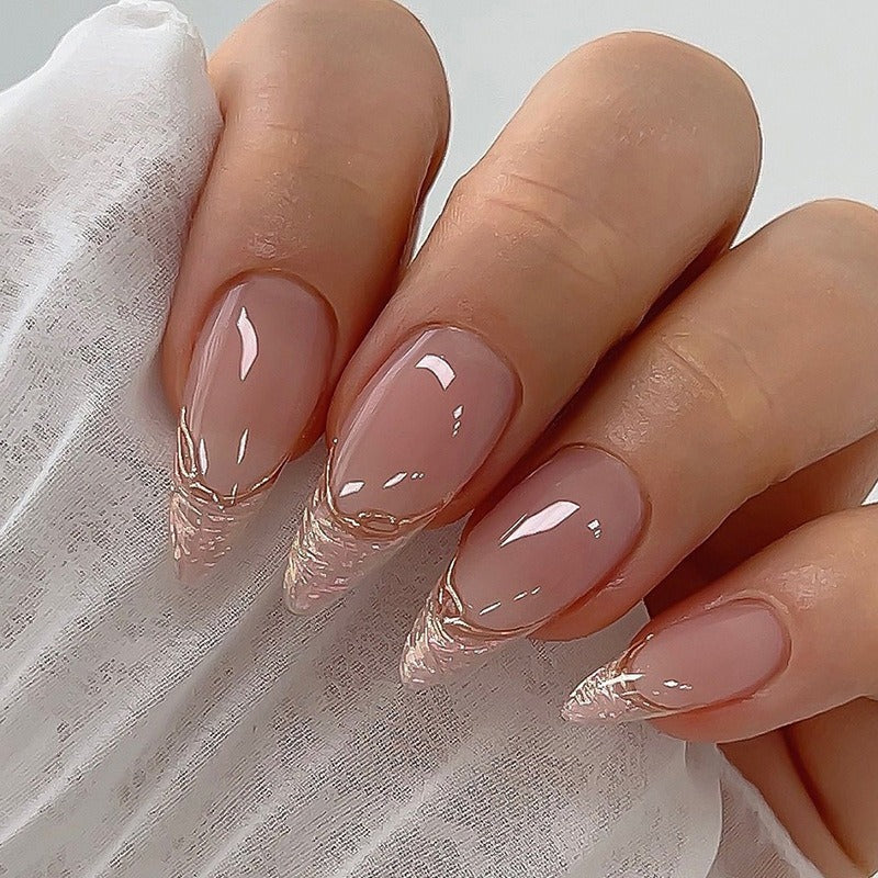 Irregular Pearlescent Phnom Penh French Manicure Sweet Ins Style Almond Nail Glitter French Manicure Wearable Manicure - V.I.P Digital Presence