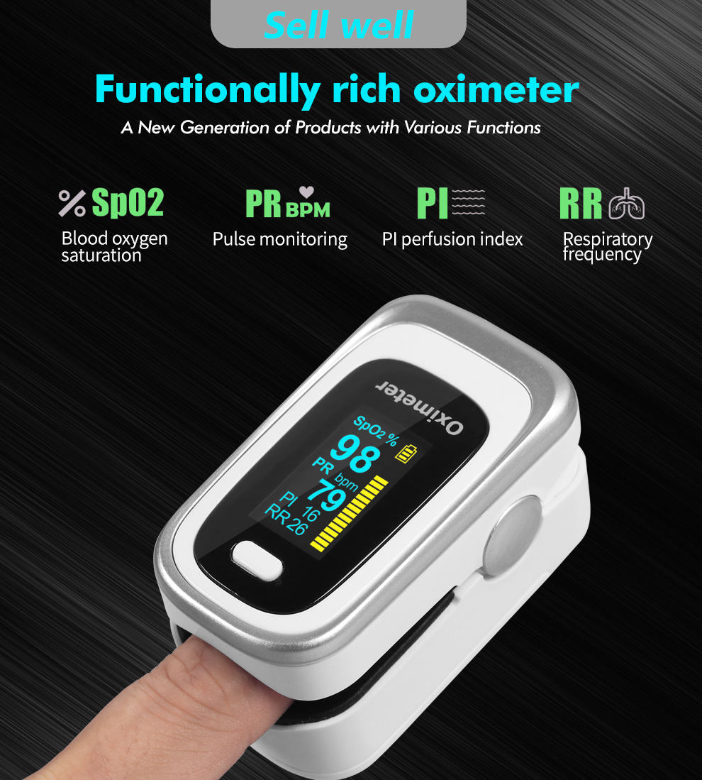 Finger pulse oximeter pulse oximeter saturation monitor respiratory rate FDA CE sleep monitor - V.I.P Digital Presence