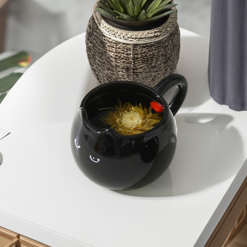 Adorable hand - painted cat - shaped ceramic mug, perfect for coffee or tea. - V.I.P Digital Presence