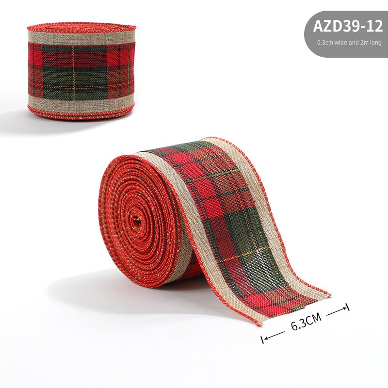 Christmas ribbon imitation linen ribbon decoration bow accessories snowflake Christmas ribbon in stock - V.I.P Digital Presence