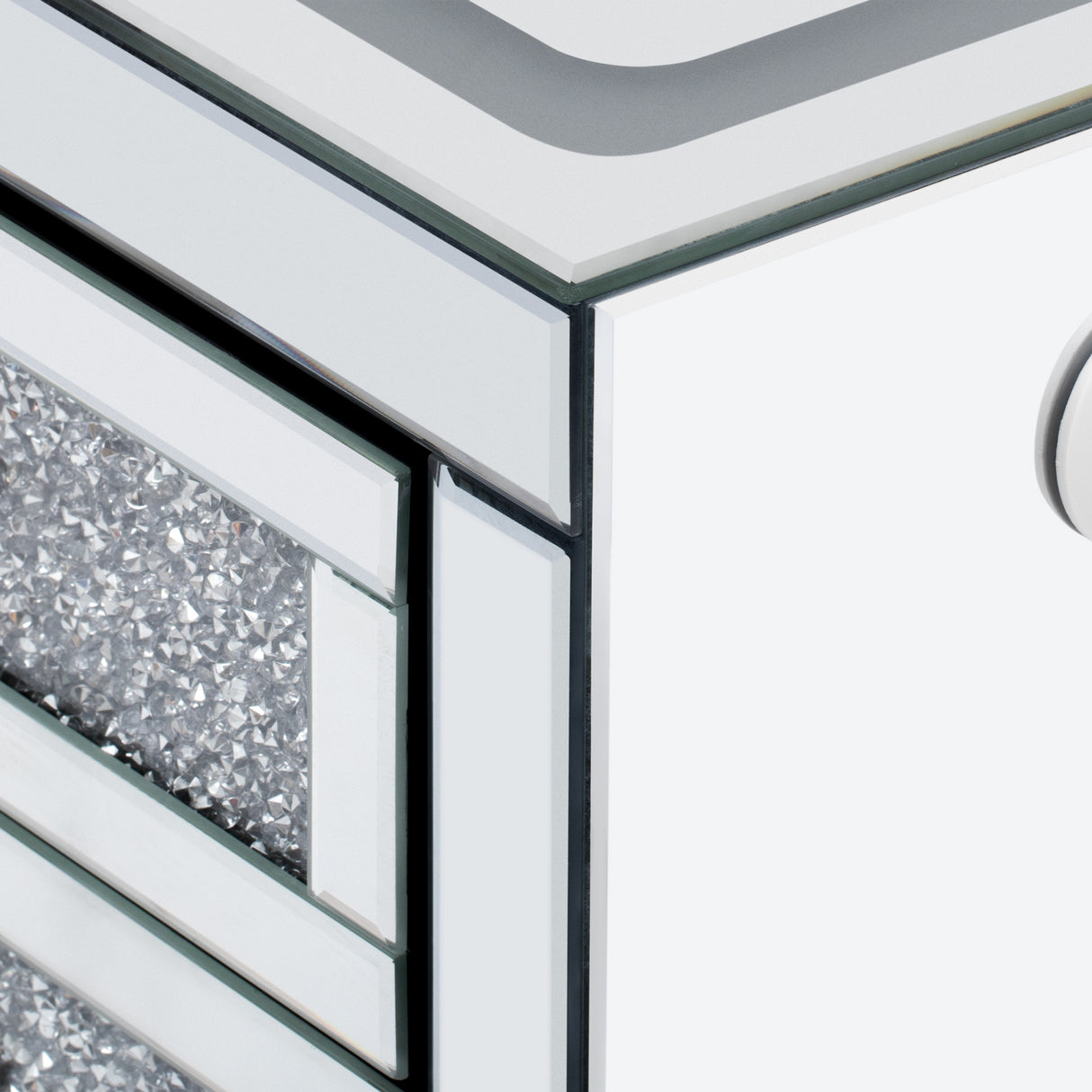 U-Can 15.7 "W silver rectangular mirror coffee table with wireless and USB charging function, LED lights, crystal style handle - V.I.P Digital Presence