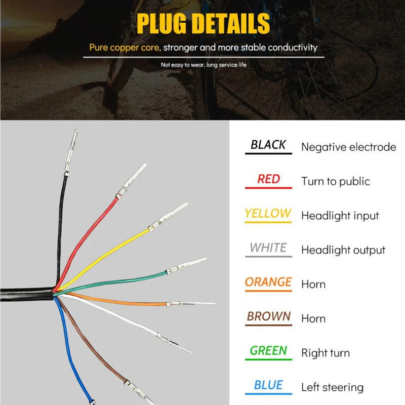 48V/36V 1.5 m Electric Bike Scooter Light Switch for Motorcycle Button Turn Signal Light For Motorcycle Electric Bike Scooter - V.I.P Digital Presence