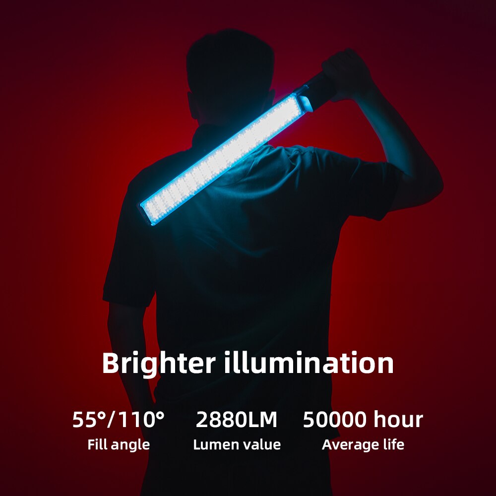 Luz de video LED portátil Yongnuo YN360 III, 3200K-5500K RGB, con ajuste táctil y control mediante aplicación de teléfono.