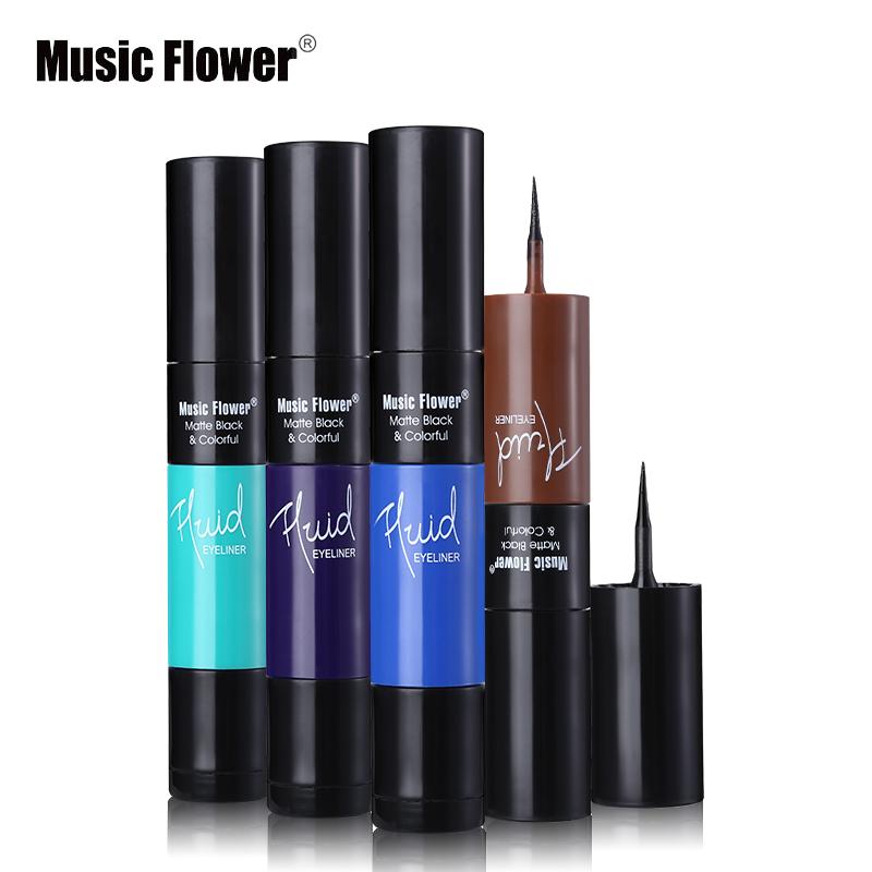 Music Flower Matte Black & Colorful 2 In 1 Waterproof Liquid Eyeliner Pen Makeup Fast Dry Smooth Long Lasting Charm Eyes Liner - V.I.P Digital Presence