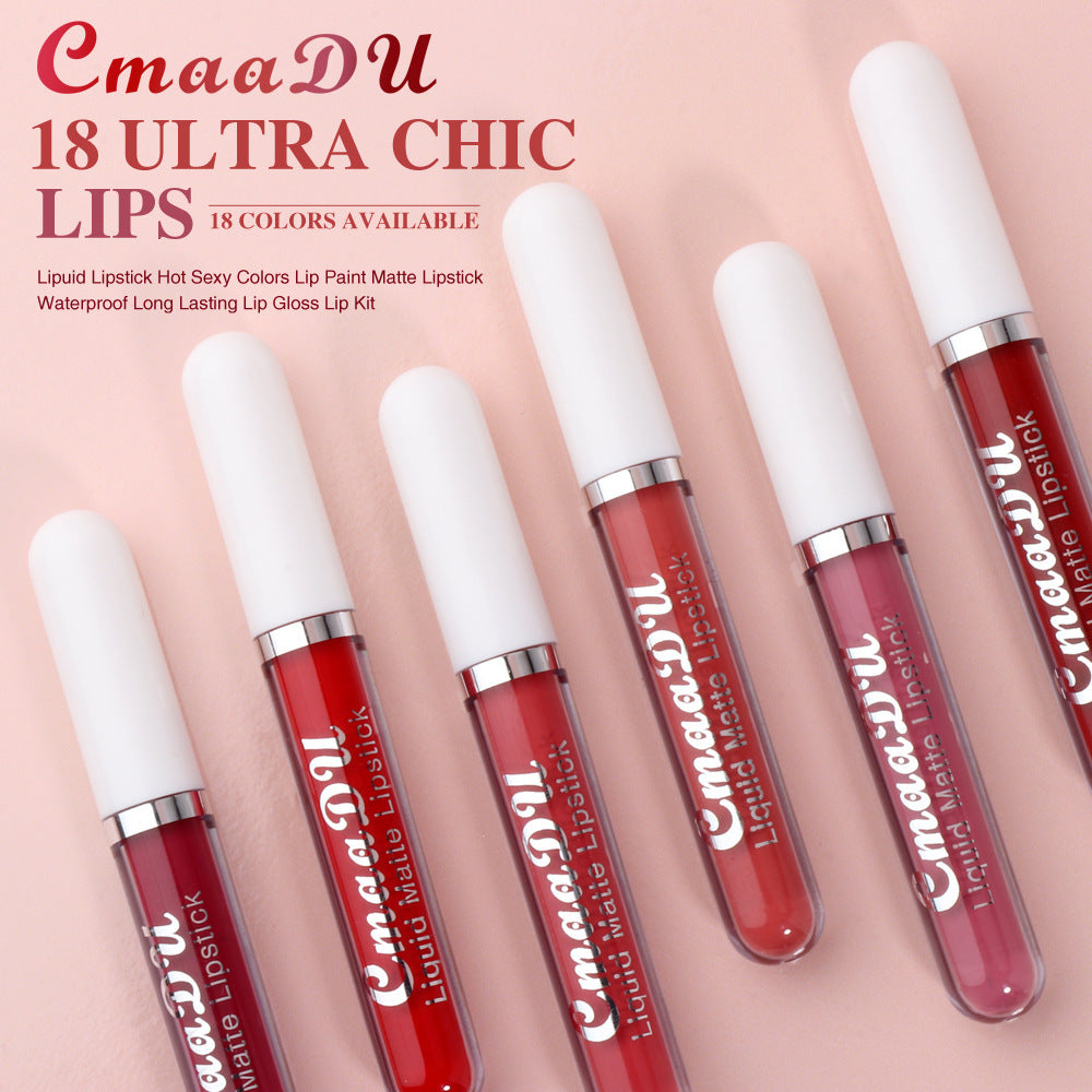 CmaaDu 18 Color Lipstick Matte Non-Stick Cup Waterproof Long Lasting Lip Gloss - V.I.P Digital Presence