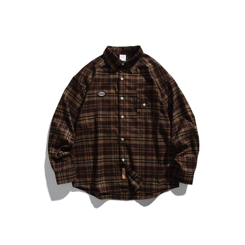 Loose casual checkered long sleeved shirt for men and women - V.I.P Digital Presence