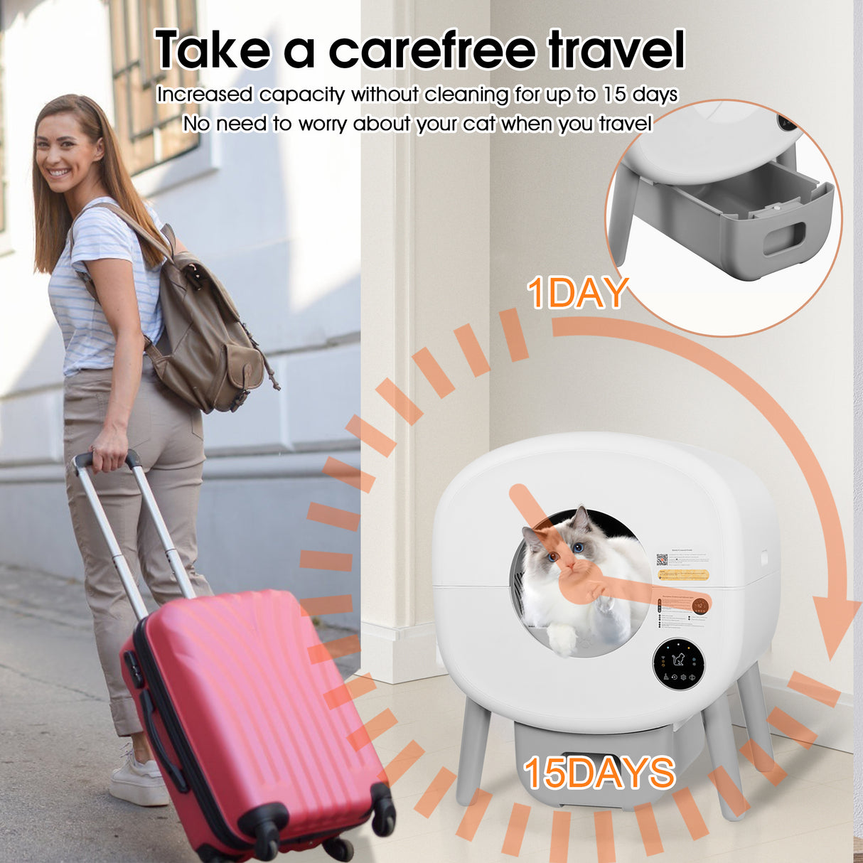 Automatic Smart Cat Litter Box, Large Capacity Self-Cleaning Litter Box with Infrared/Gravity/Ambient Light Function(Model B) - V.I.P Digital Presence