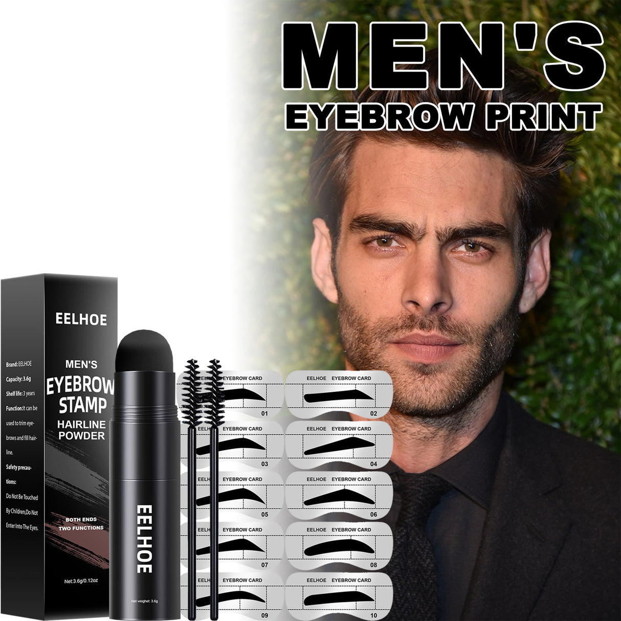 EELHOE Men's Hairline Repair Shadow Powder Eyebrow Powder Replacement Hairline Modification Eyebrow Printing Portable Hairline - V.I.P Digital Presence