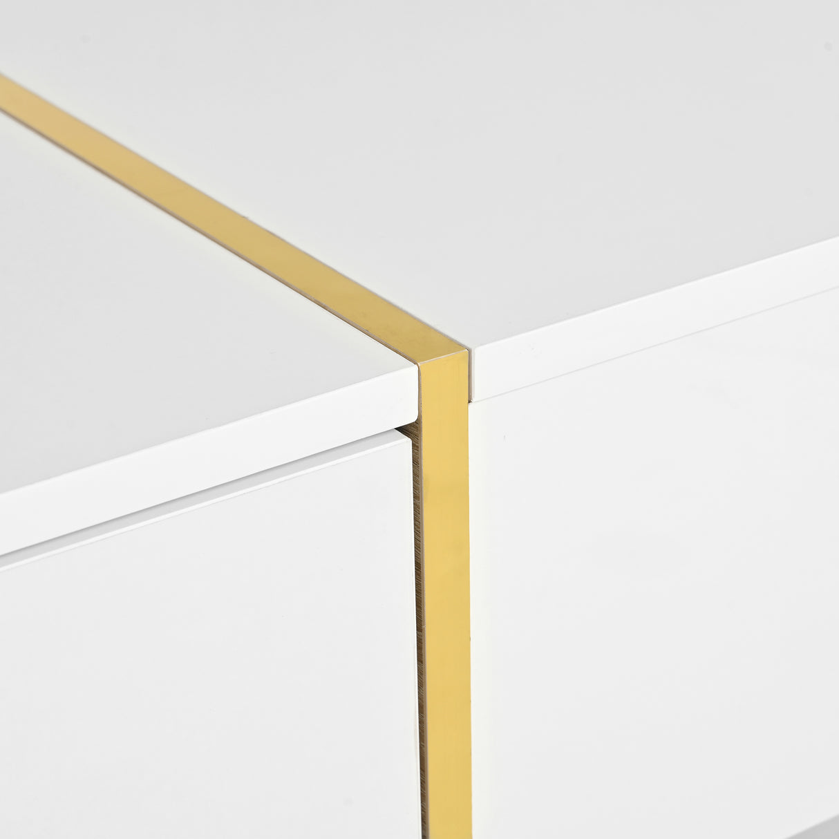 ON-TRANS 47.2 inch x 31.4 inch multifunctional rectangular sofa table with 2 drawers and gold wood grain leg center table, white - V.I.P Digital Presence