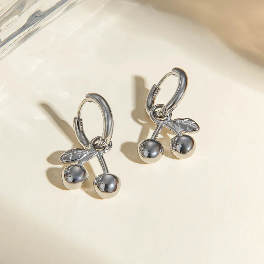 Stainless Steel Cherry Drop Earrings - V.I.P Digital Presence