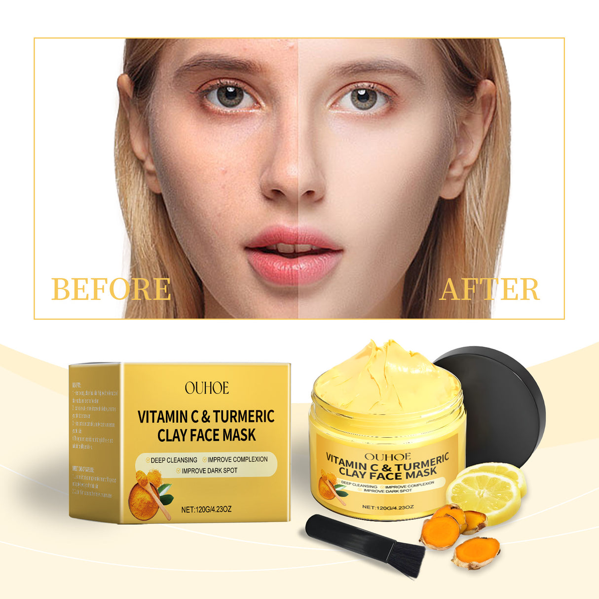 Vitamin C Turmeric Mud Film, Soft And Bright, Nourishing Facial Skin Moisturizing And Hydrating Turmeric Mud Film - V.I.P Digital Presence