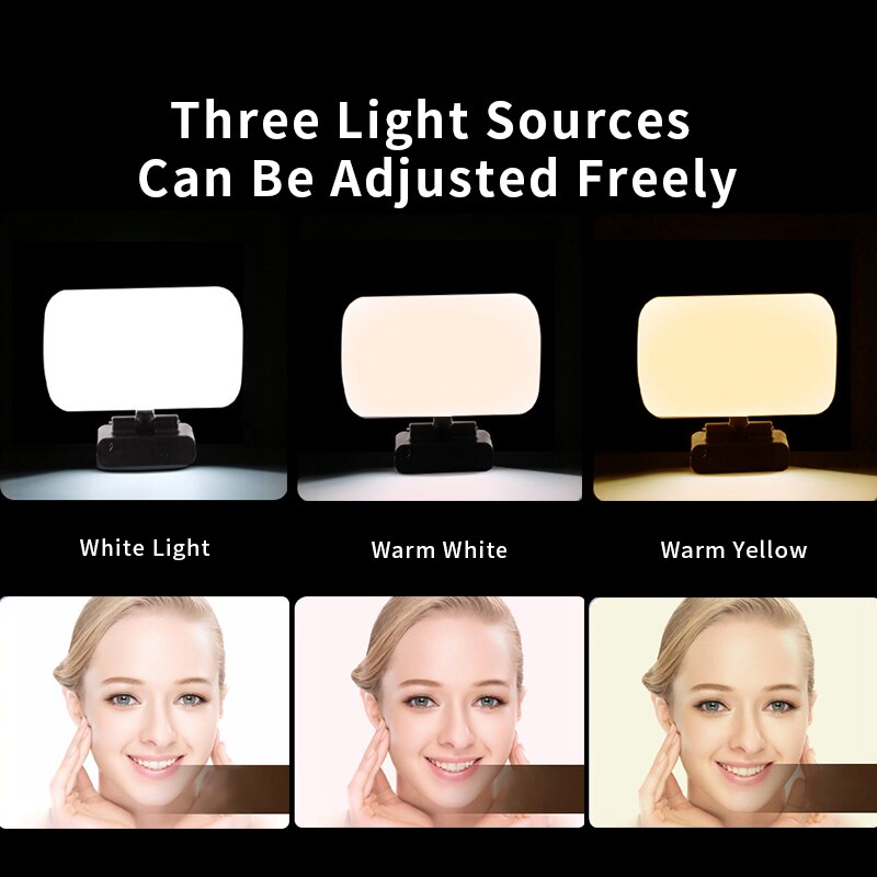 Mini Video Light Conference Live Streaming Kit Webcam Vlog Photography Fill Lamp Selfie Adjustable Portable LED Luz Microphone