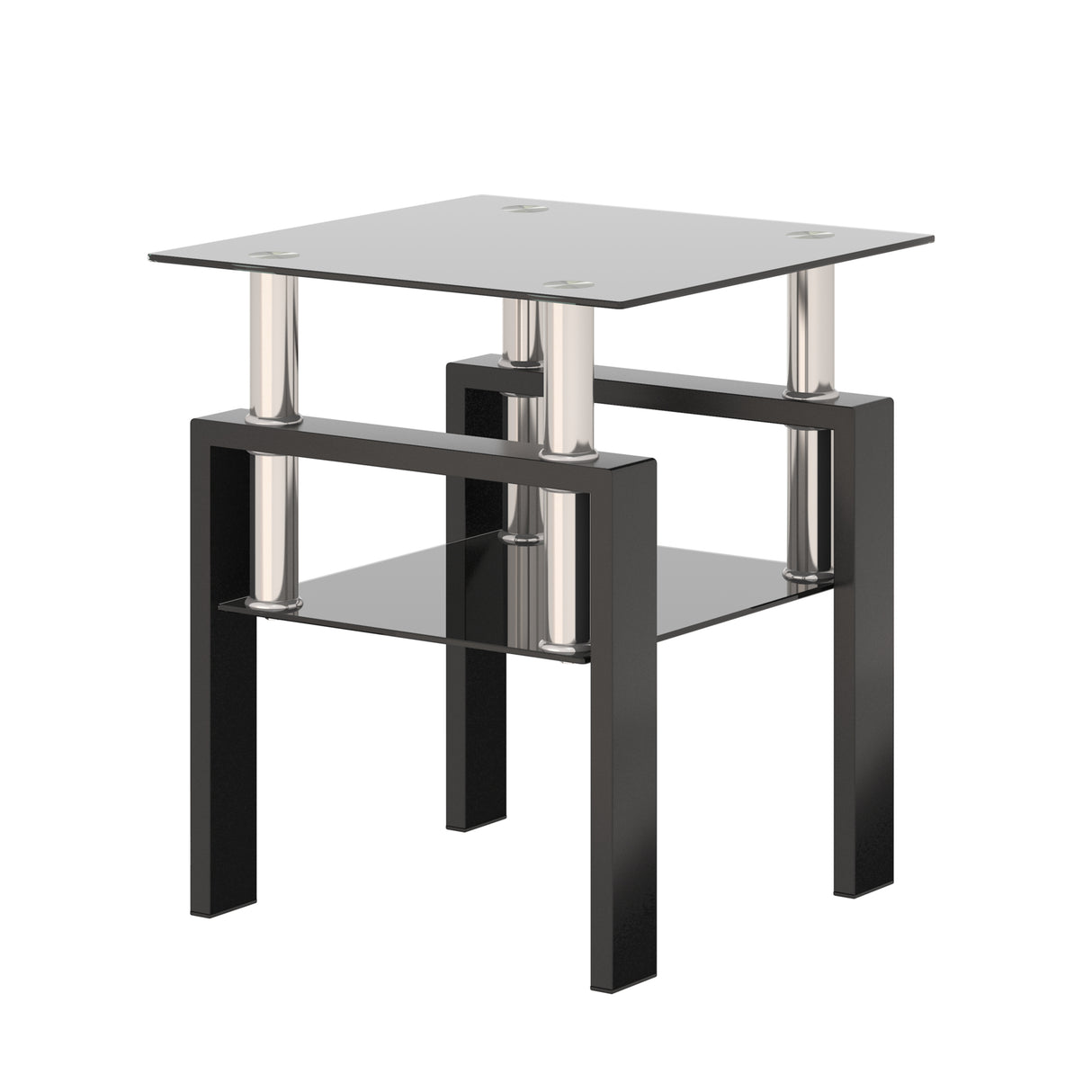 1-Piece Modern Tempered Glass Tea Table Coffee Table End Table, Square Table for Living Room, Black - V.I.P Digital Presence