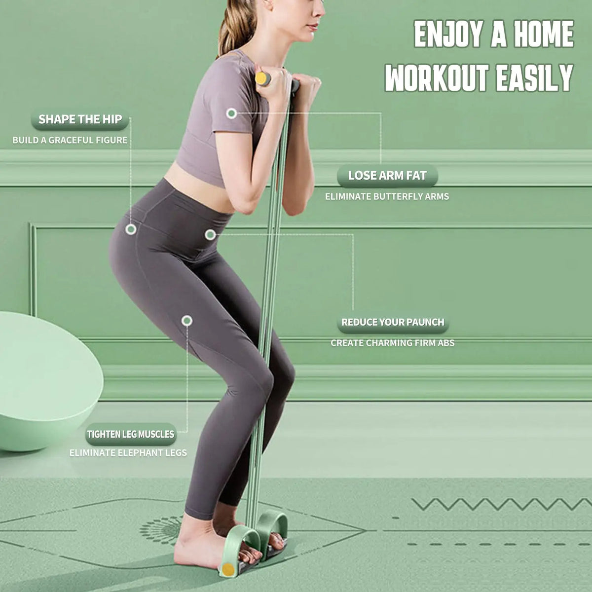 Bandas elásticas de 6 tubos para pedales, con función de tensión, para ejercicios de abdominales, cintas elásticas para el hogar.
