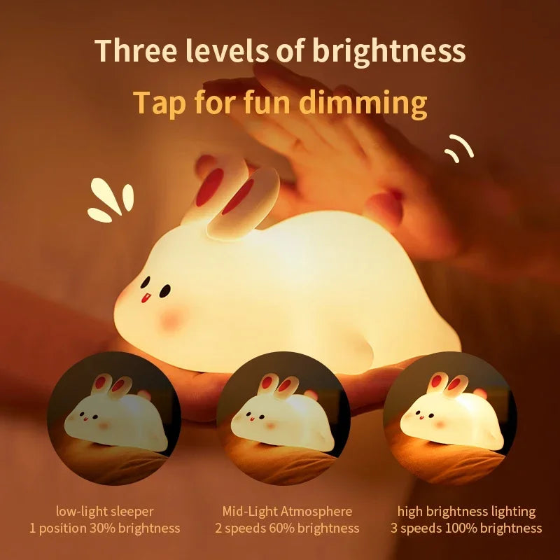 Silicone Night Lights Cute Rabbit Patting Lamp Rechargeable Timing Sleeping Night Lamp Holiday Party Decor Kids Gift Night Light - V.I.P Digital Presence
