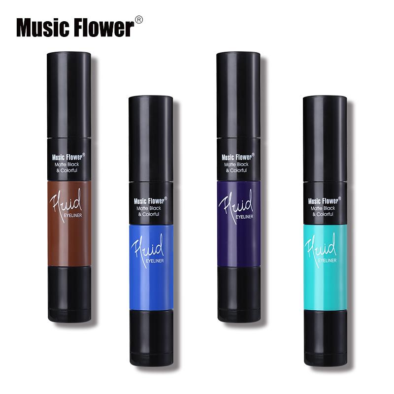 Music Flower Matte Black & Colorful 2 In 1 Waterproof Liquid Eyeliner Pen Makeup Fast Dry Smooth Long Lasting Charm Eyes Liner - V.I.P Digital Presence
