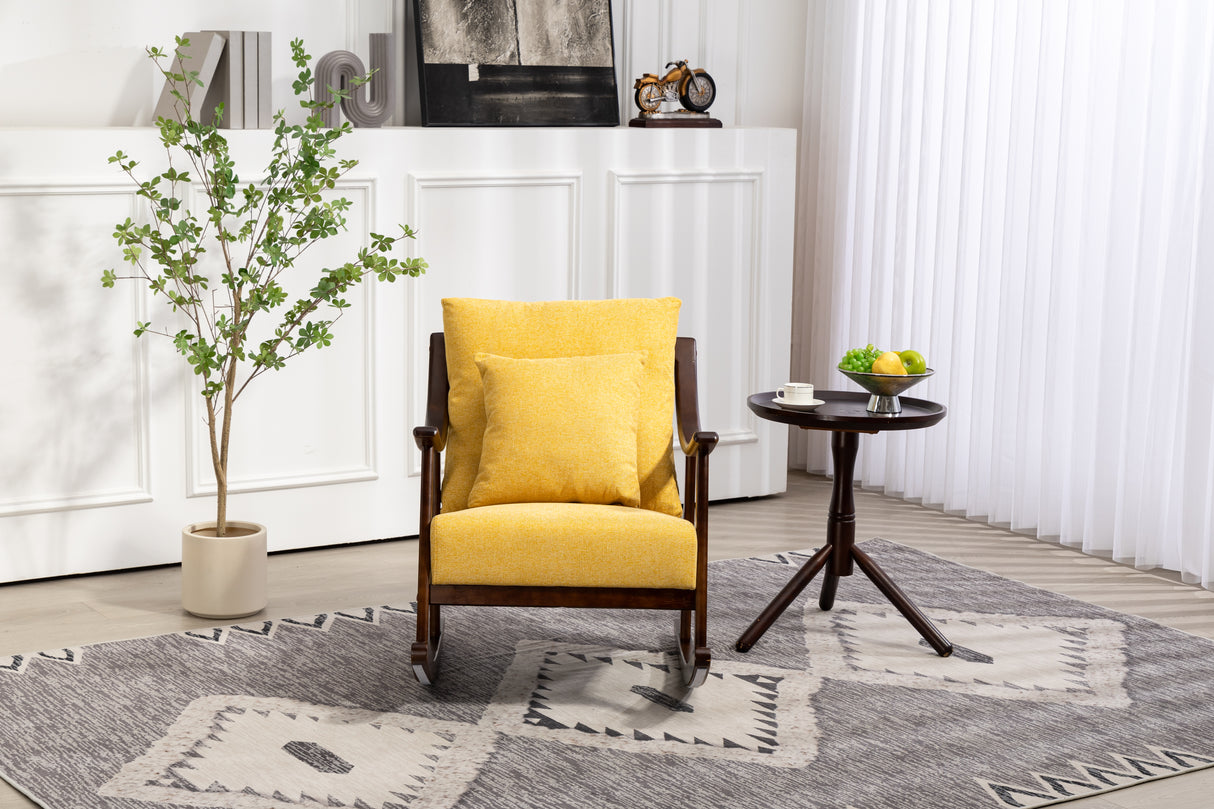 woven fabric Mid Century Modern Accent Chairs Comfy Upholstered Glider Arm Chair with Solid Wood for Living Room Bedroom Balcony - V.I.P Digital Presence