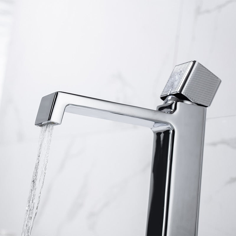 Black square single hole cold and hot countertop basin sink chrome faucet - V.I.P Digital Presence