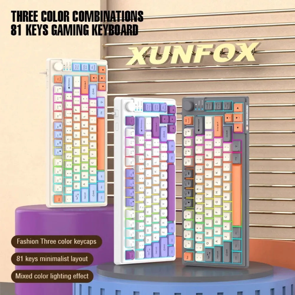 K81 gaming wired keyboard MDA ball cap three tone luminous desktop laptop - V.I.P Digital Presence
