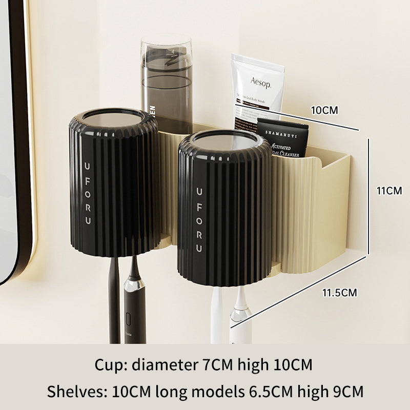 Toothbrush rack perforated free wall mounted bathroom mouthwash cup rack storage rack - V.I.P Digital Presence