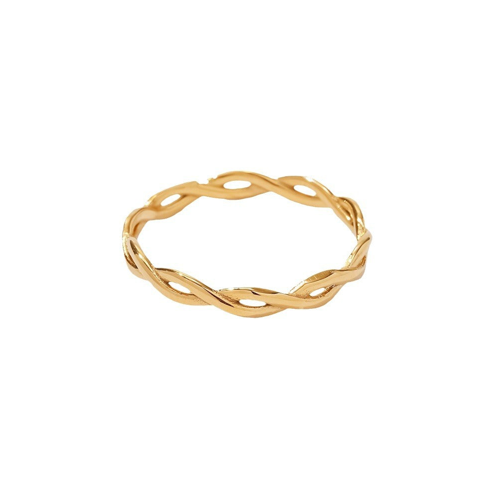 European and American Ring Twisted Linear Geometric Hollow Stacked Ring - V.I.P Digital Presence