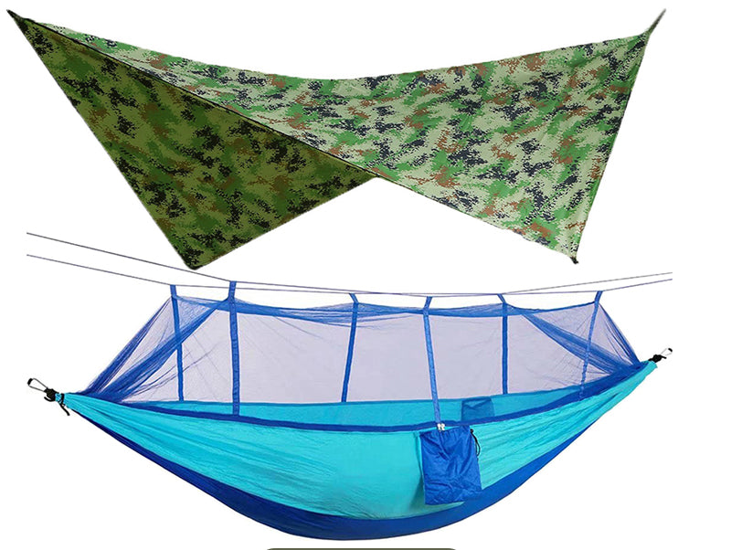 260x140cm Outdoor Double Camping Hammock with Mosquito Net and Rain Fly Tarp Lightweight Parachute Hammocks for Travel Hiking - V.I.P Digital Presence