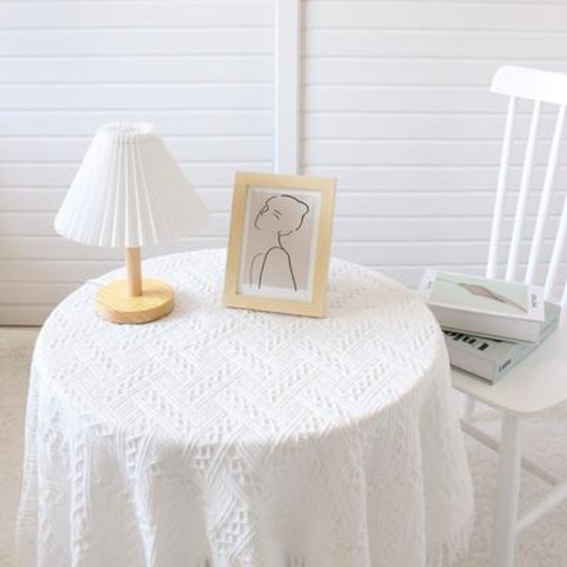 Lace White Tablecloth Ins Style Coffee Table Cloth Art Photo French Retro Knitting
