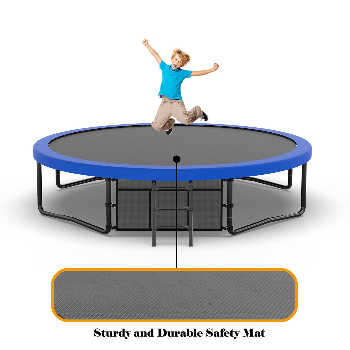 12FT Recreational Kids Trampoline with Safety Enclosure Net & Ladder, Outdoor Recreational Trampolines - V.I.P Digital Presence