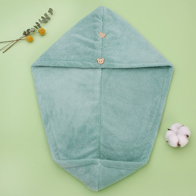 Super absorbent double-layer thickened coral velvet quick drying hair towel, shower cap, and headband towel - V.I.P Digital Presence