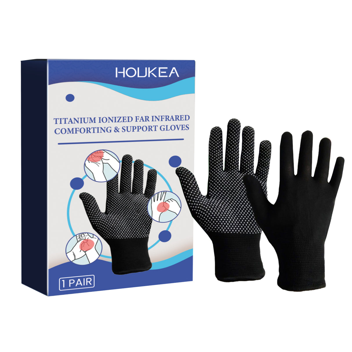 HouKea Titanium Ionized Far Infrared Comforting & Support Gloves, Relief Wrist Thumb Joint Stiffness Soreness Swelling Wrist Gloves - V.I.P Digital Presence