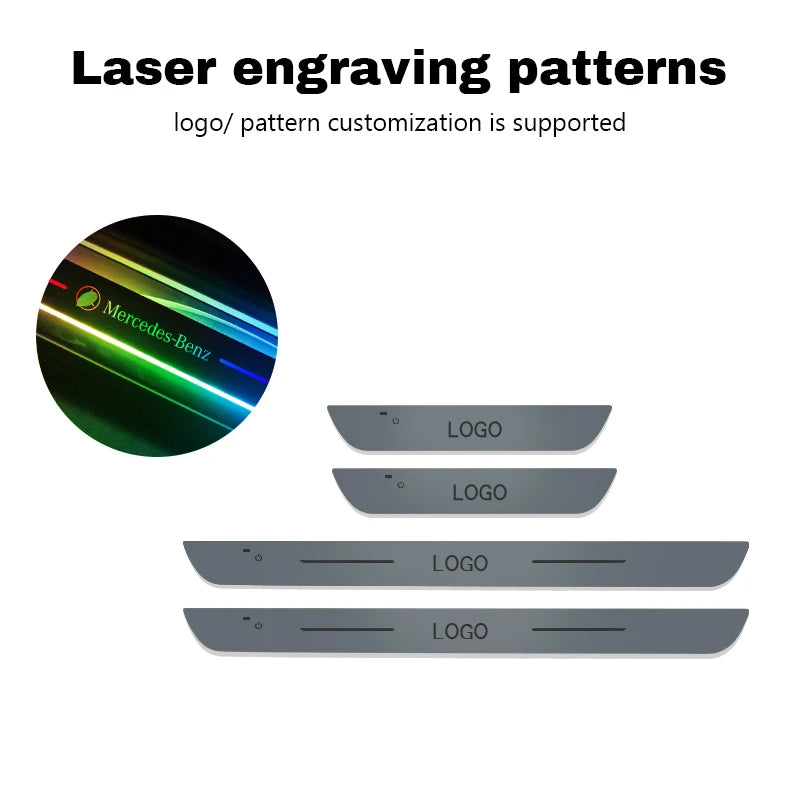 Acrylic Universal Car Led Welcome Pedal Light Led Moving Door Scuff Led Door Sill Scuff Plate car logo 4PCS Set - V.I.P Digital Presence