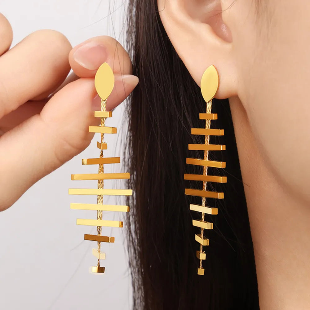 Titanium Steel Fishbone Shape Earrings - V.I.P Digital Presence