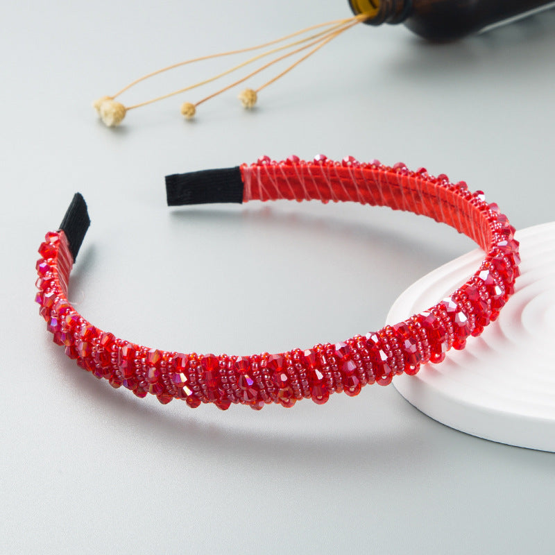 Hair Hoop Hand-Woven Beaded Headband Female Baroque Sponge Hair Bundle Korean Face Wash Hair Accessories - V.I.P Digital Presence