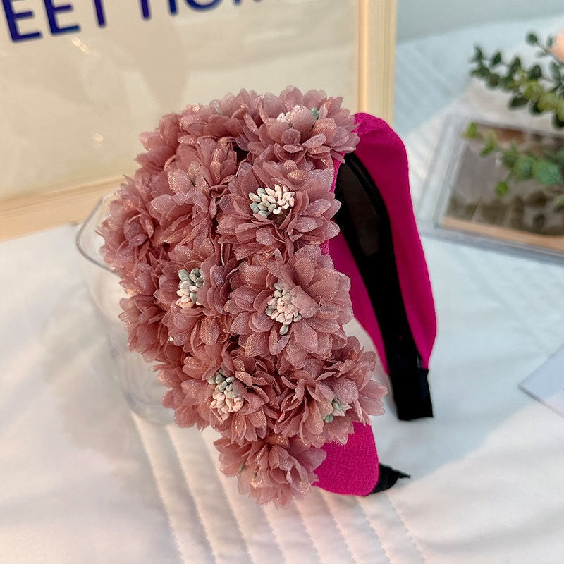 Flower series fashionable and exaggerated wide edge handmade fabric headband - V.I.P Digital Presence