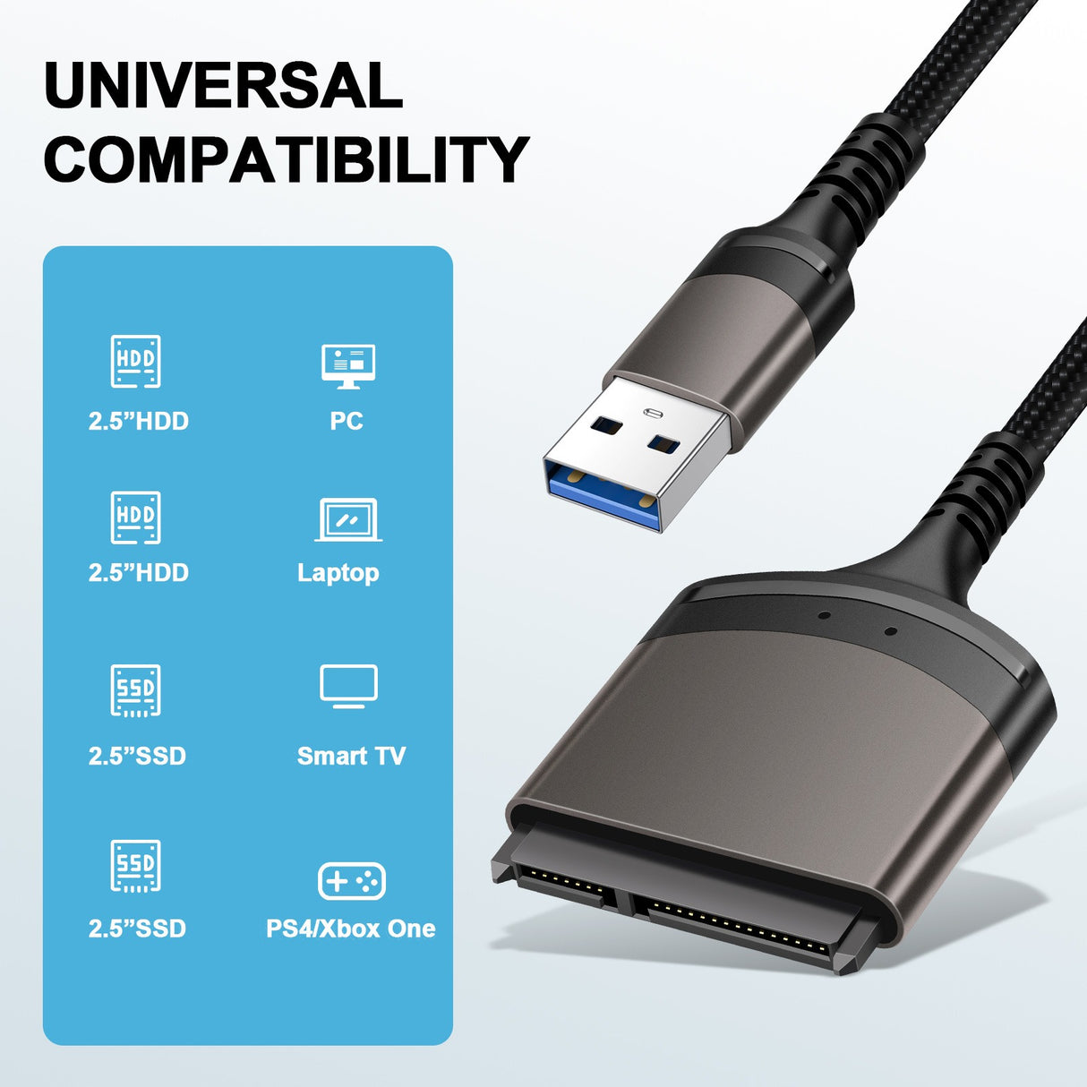 USB 3.0 to SATA Easy Drive Cable Serial Hard Disk 2.5-inch Mobile Hard Disk Adapter Cable USB Aluminum Alloy Shell - V.I.P Digital Presence