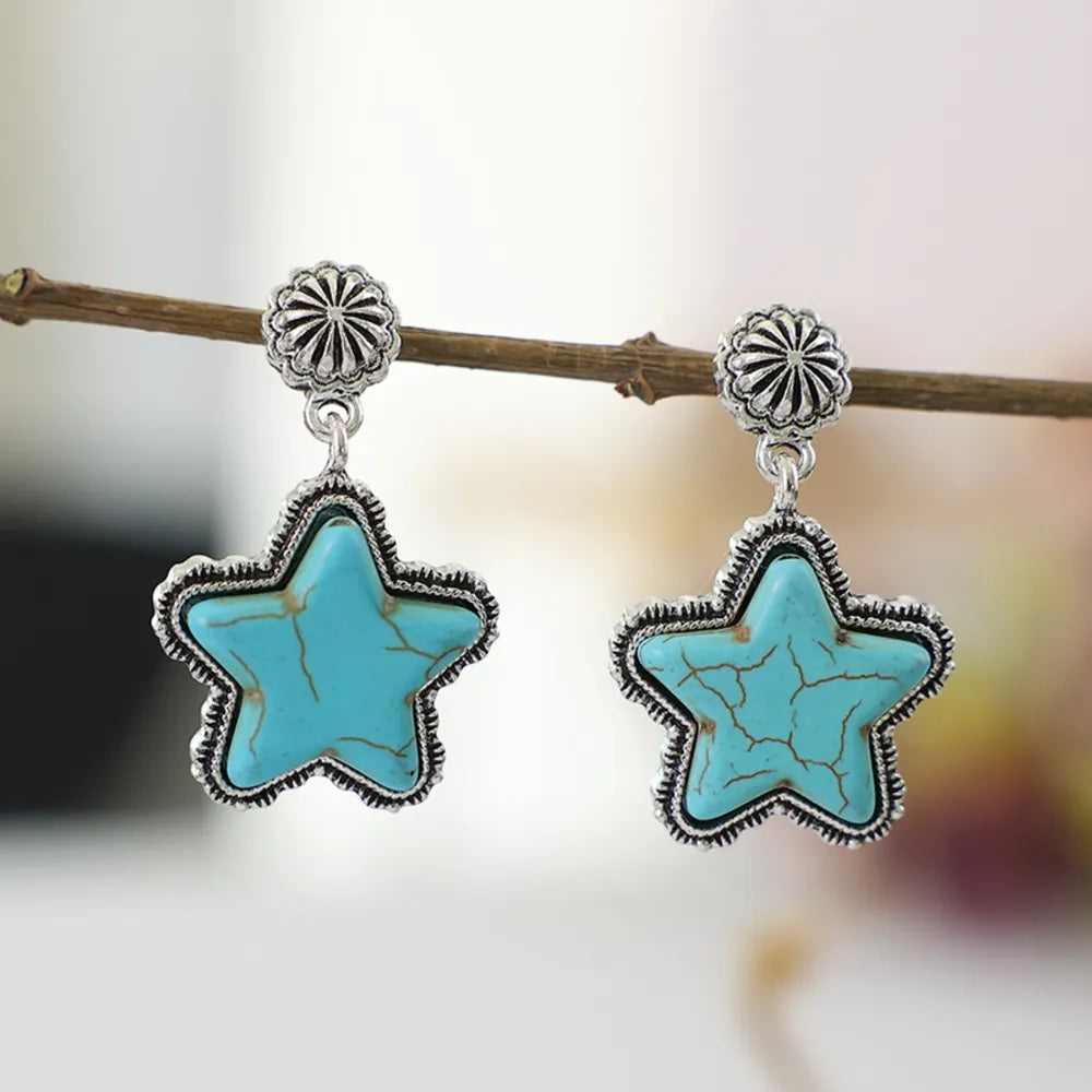 Artificial Turquoise Alloy Star Earrings - V.I.P Digital Presence
