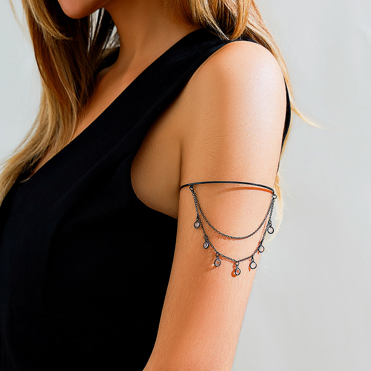 Sweet and Cool Gothic Cross Crystal Chain Multi layer Open Arm Bracelet Hand Ornament Leg Chain - V.I.P Digital Presence