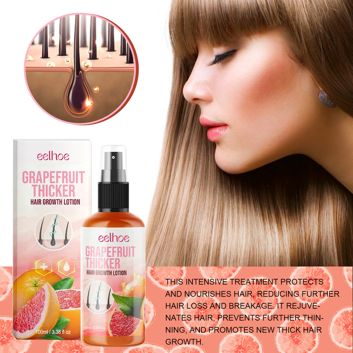 Grapefruit Hair Mist, Repair Damaged Hair Moisturizing And Thickening Hair Stabilization Spray - V.I.P Digital Presence