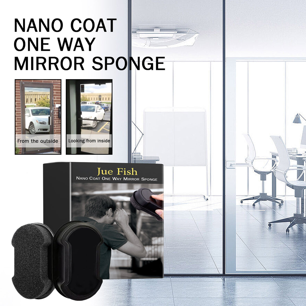 Nano Coat One Way Mirror Sponge, Car Windshield Bathroom Office Floor-To-Ceiling Window Glass Nanosponge Wipe - V.I.P Digital Presence