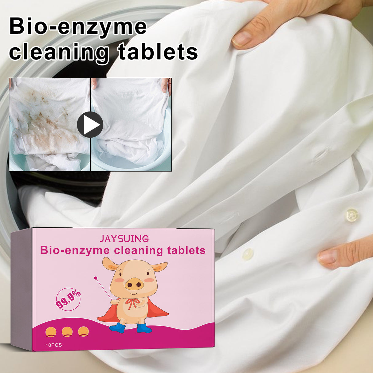 Bioenzyme Explosion Salt Effervescent Tablets, Cleaning Clothing Yellow Stubborn Stains Coffee Stains Cleaning Tablets - V.I.P Digital Presence