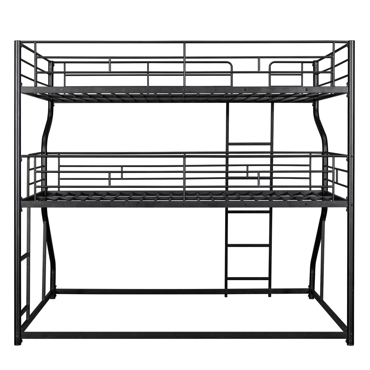 Full XL over Twin XL over Queen Size Triple Bunk Bed with Long and Short Ladder,Black