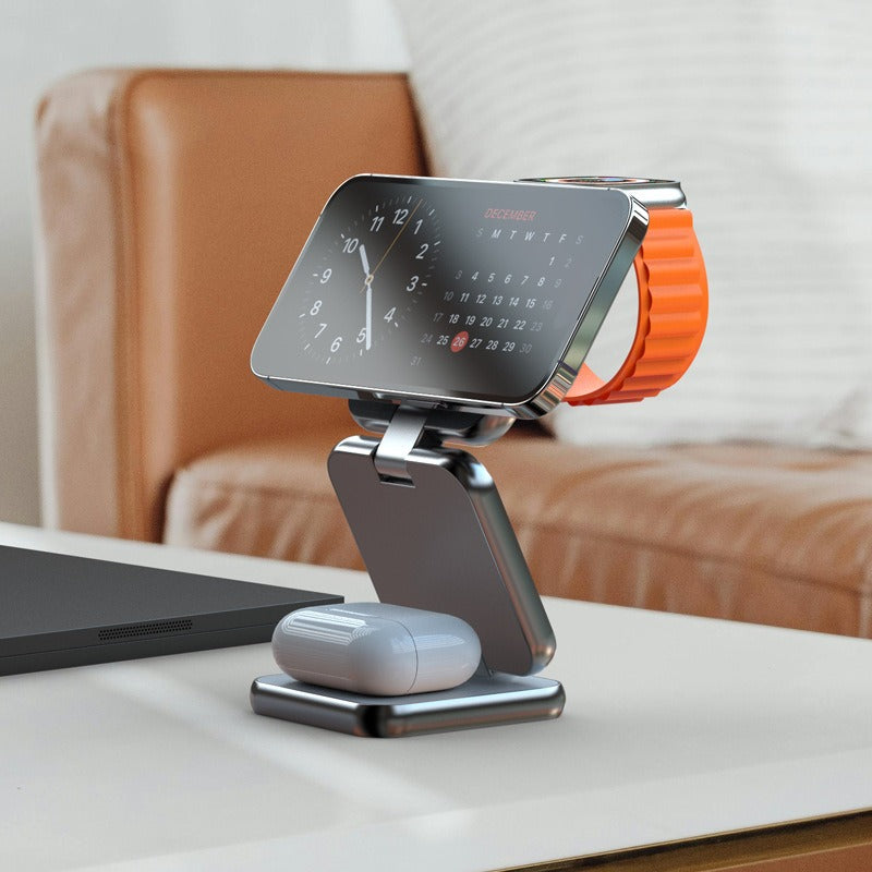 Foldable 3-in-1 wireless charger for mobile phones magnetic wireless fast charging suitable for Huawei Apple Watch charger - V.I.P Digital Presence