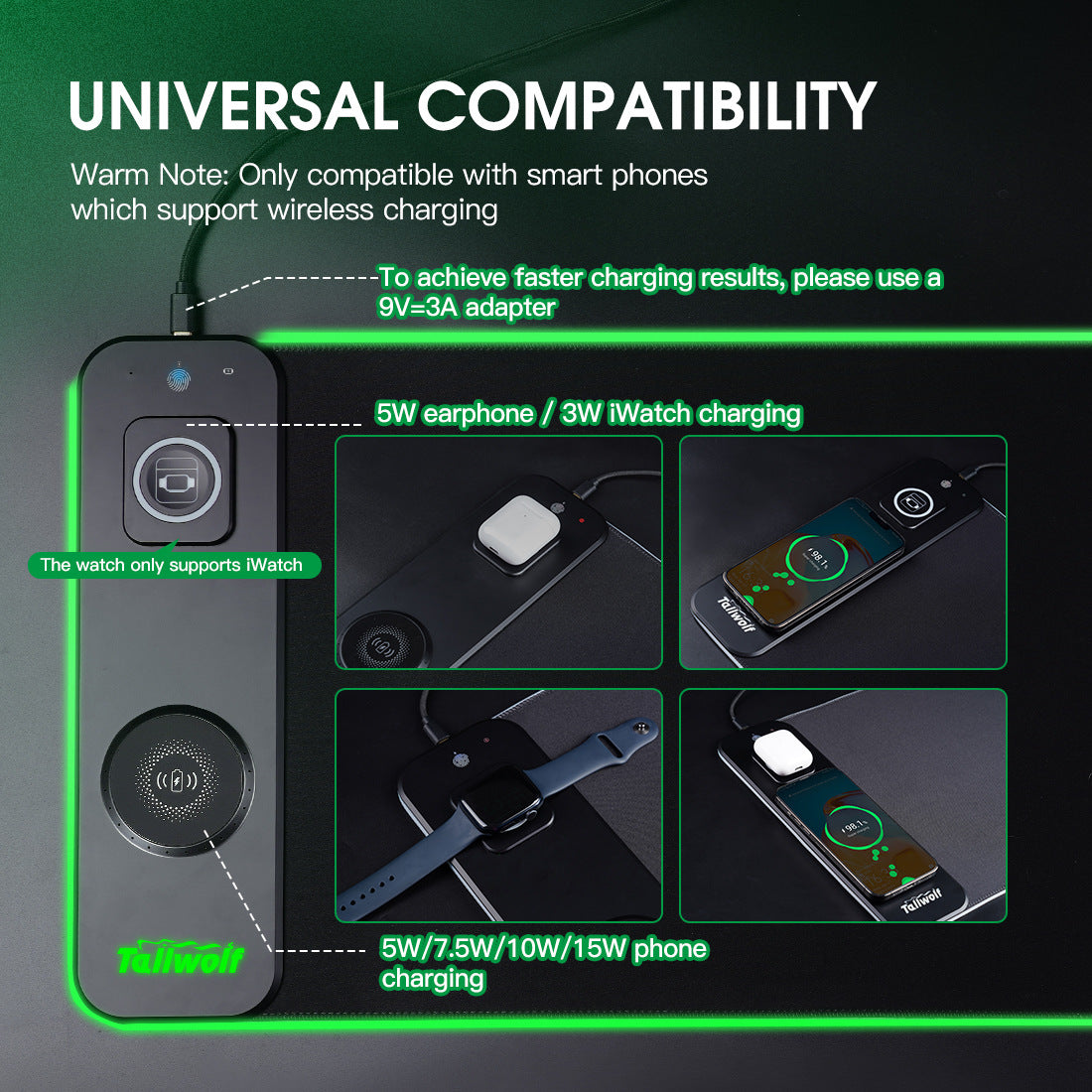 3 in 1 magnetic wireless charging mouse pad desk pad wireless charging luminous mouse pad - V.I.P Digital Presence