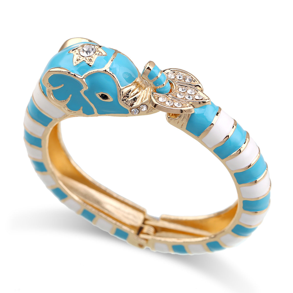 European and American fashion jewelry elephant enamel oil drip alloy open bracelet - V.I.P Digital Presence