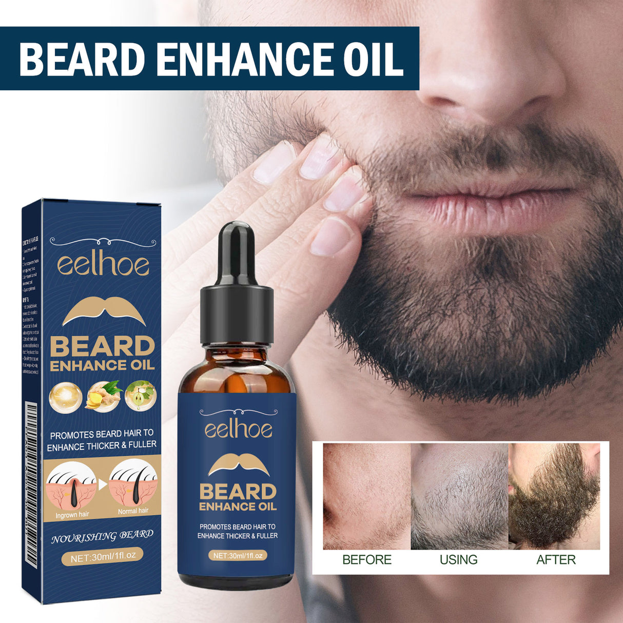 Facial Hair Care Oil Strengthens Root And Moisturizes And Brightens Men's Facial Hair - V.I.P Digital Presence