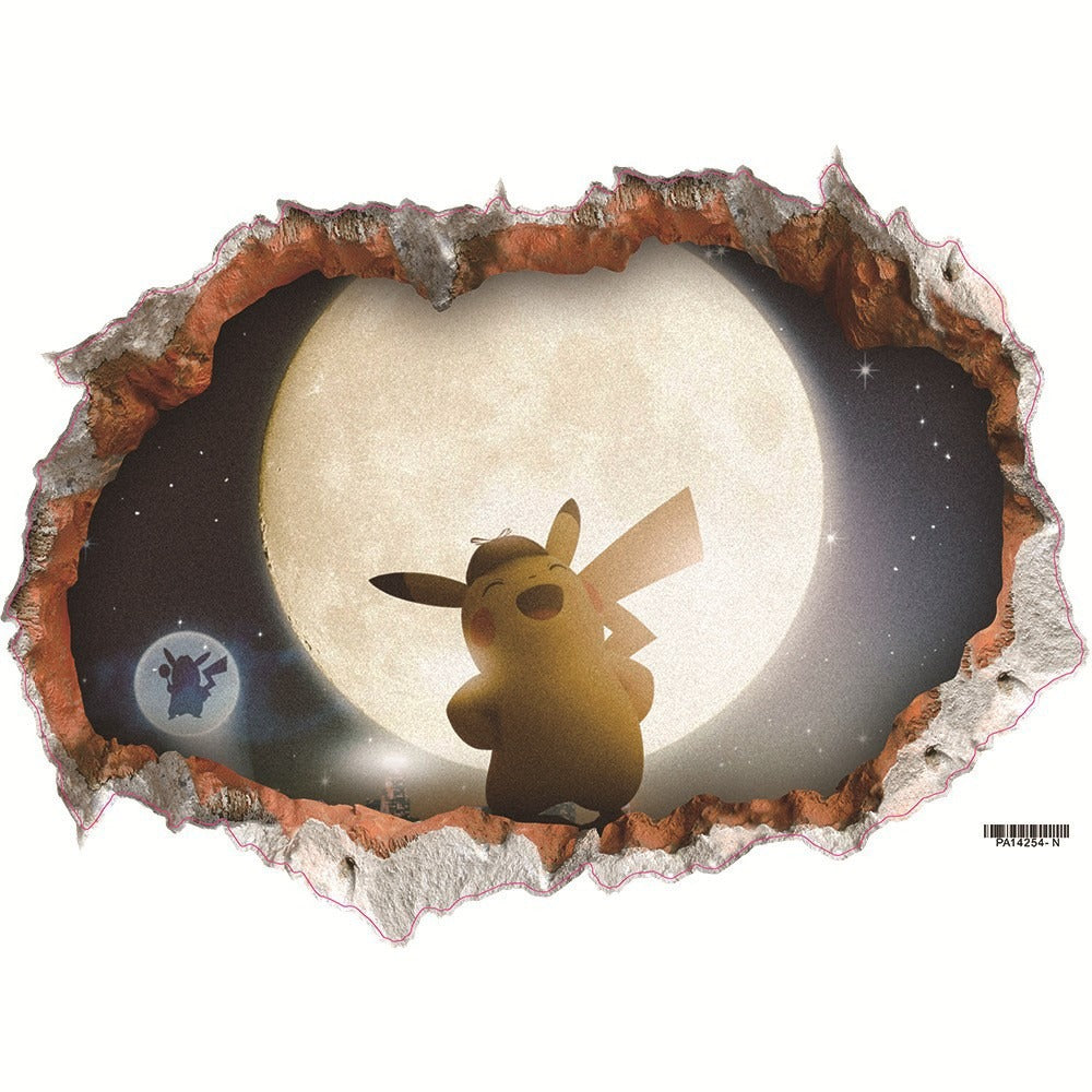 New 3D Pikachu Wall Sticker Pok é mon Wallpaper Self adhesive Cartoon Graffiti Anime Poster Children's Room PVC - V.I.P Digital Presence