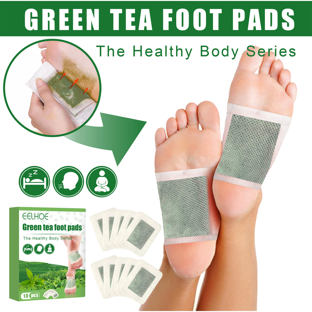Green Tea Foot Patch, Improves Sleep Quality And Relieves Muscle Tension And Body Stress Foot Care Patch - V.I.P Digital Presence