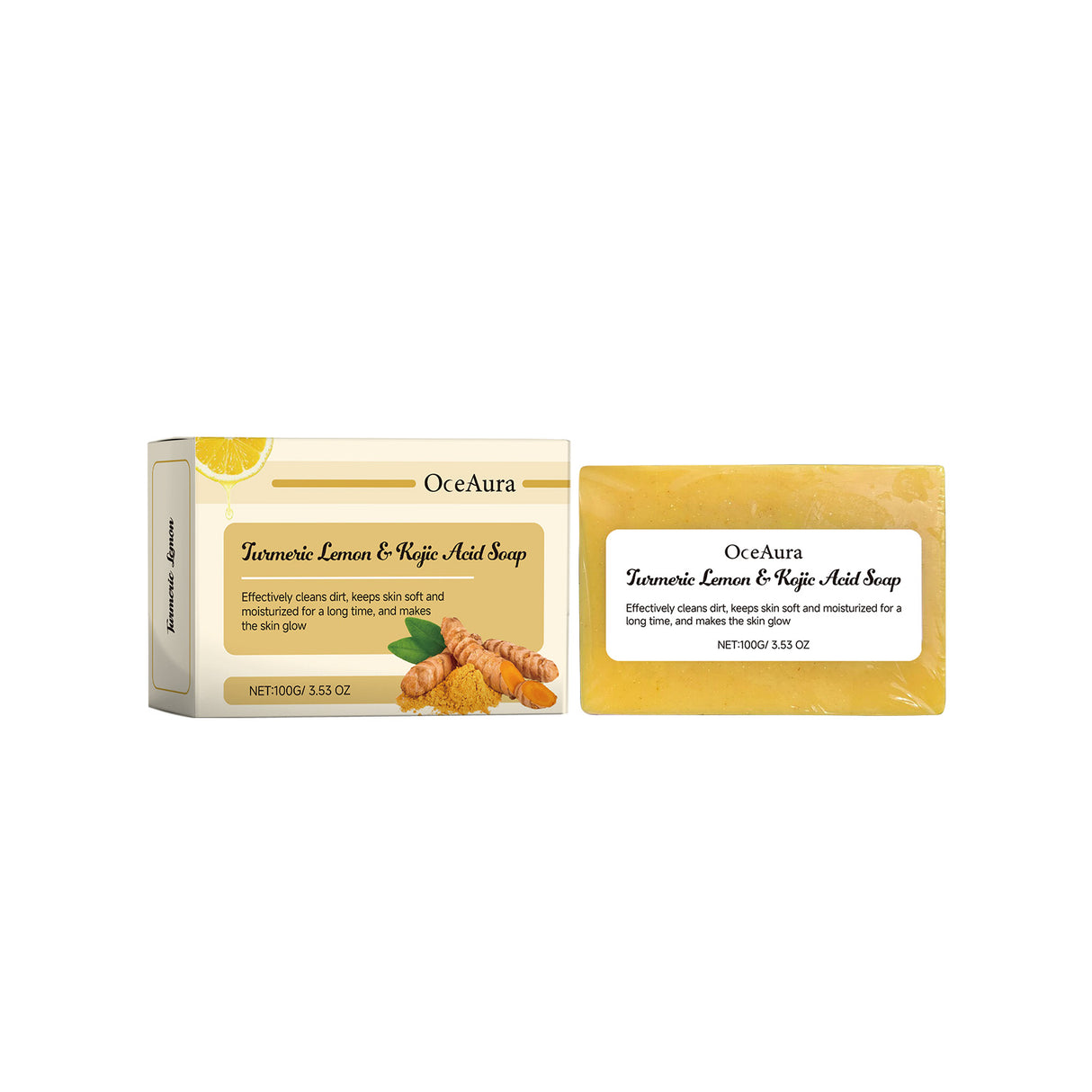 Turmeric Lemon Kojic Acid Soap Gently Cleanses And Moisturizes Skin, Body Cleansing And Refreshing Bath Soap