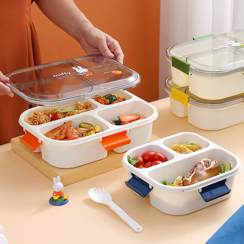 Fashion cartoon cute four-grid microwaveable lunch box bento box lunch box - V.I.P Digital Presence