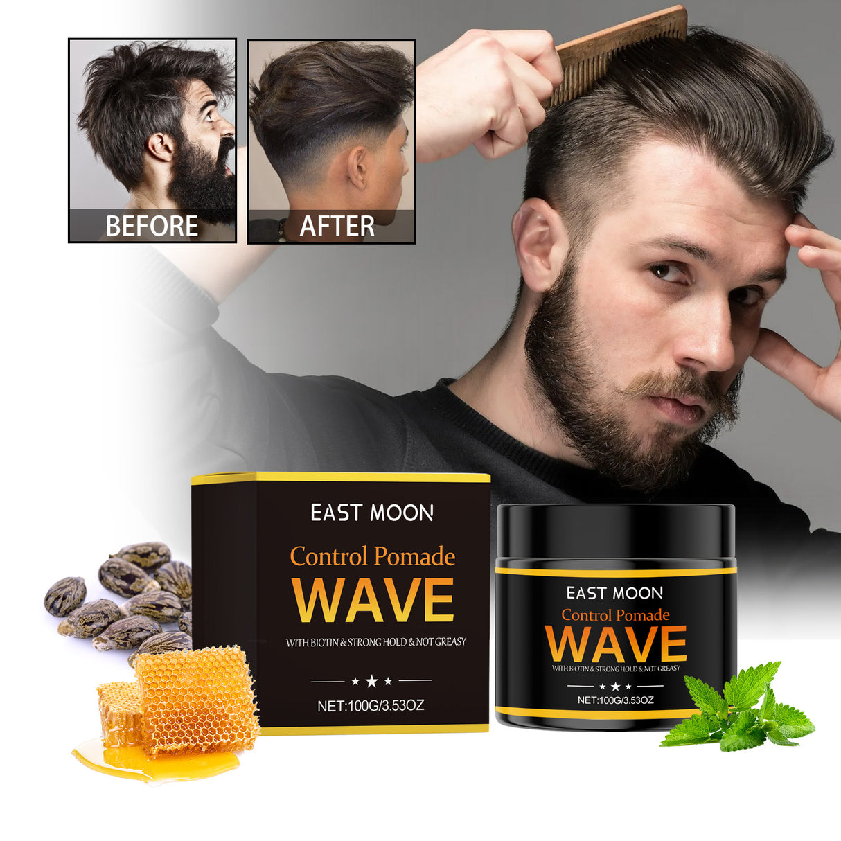 Control Pomade, Broken Hair Care Oil Head Back Head Natural Fluffy Lasting Styling Solid Wax - V.I.P Digital Presence
